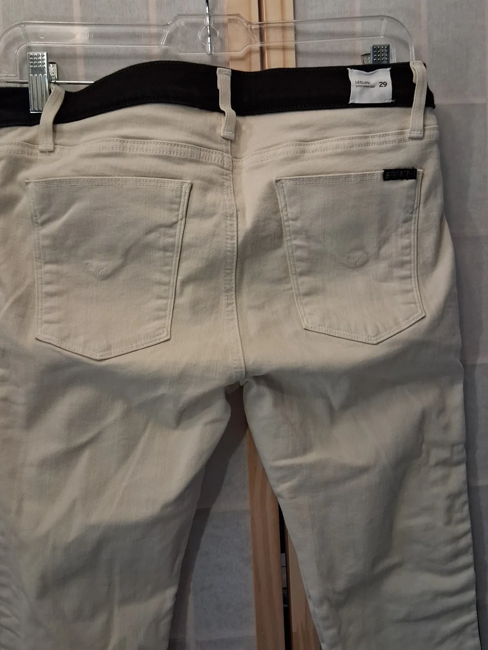 Hudson Jeans Women's Skinny Crop in Cream with Black Side Stripes